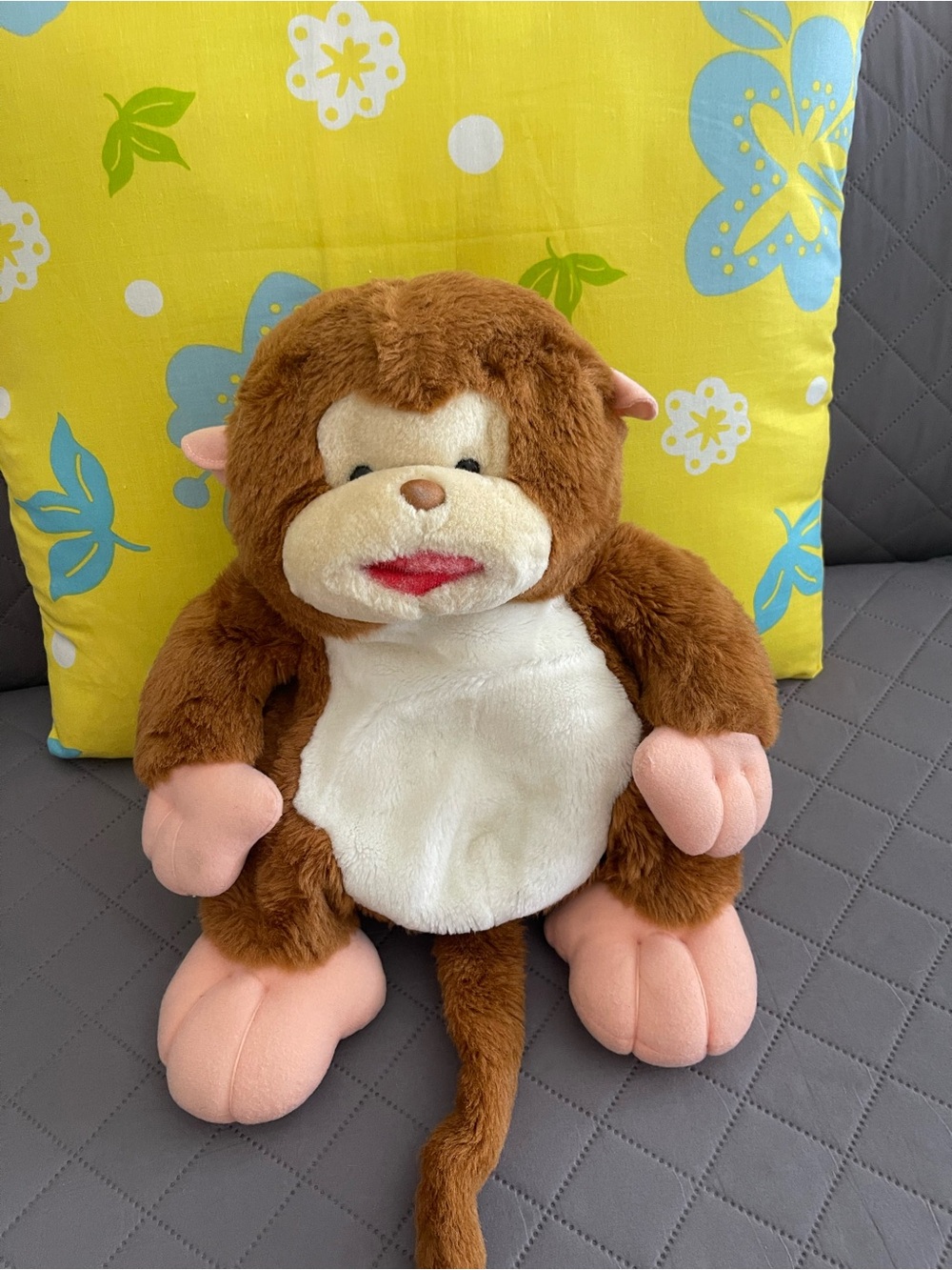 Plush Brown Monkey Stuffed Animal - Kids Toy Backpack used good condition
